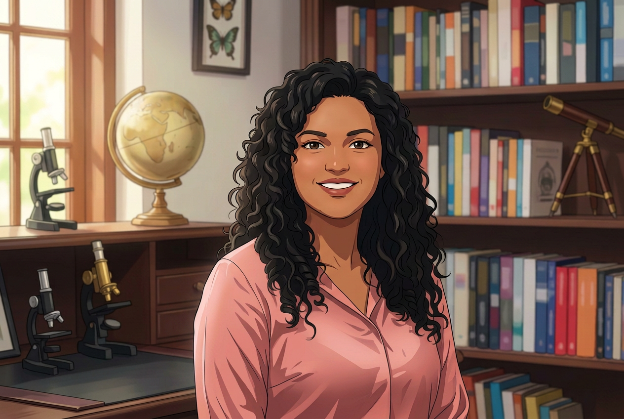 Bhanu Rathnayaka smiling in her science and creative workspace